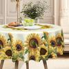 1 Piece Bright Sunflower Tablecloth - Polyester Fabric, Rectangular/Round, Spring/Summer Blooming Flower Design