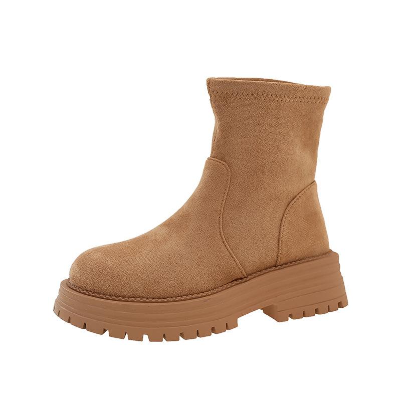 Cylinder thick-soled short boots women's 2025 autumn and winter new Martin boots fashion versatile Internet celebrity ins tide elastic thin boots