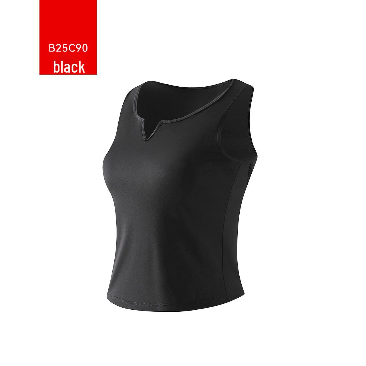 

Women s 2025 Spring/Summer Sleeveless V-Neck Slim Top Large чёрный