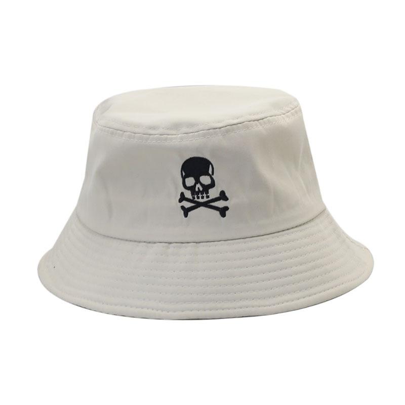 New Skull Embroidered Bucket Hat Men and Women Casual Sunshade Basin Hat Street Halloween Hat