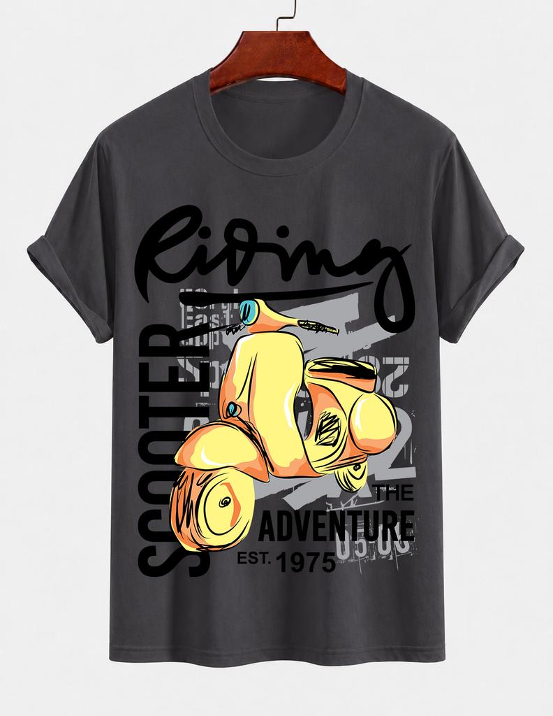 Unisex Reine Baumwolle Einfarbige Roller T-Shirt Lässig Rundhalsausschnitt Kurzarm Reiten Street Style Oberteil