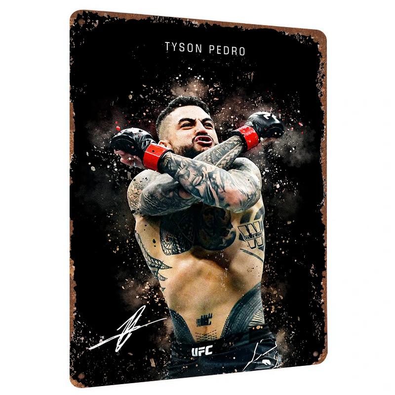 Tyson Pedro UFC Fighter Metal Wall Art Tattooed MMA Champion Decor for Home Gym Man Cave 20x30cm(7.8x11.8inch)