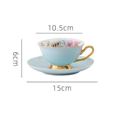 French Retro Flower Golden Edge Keramický dvoudílný šálek kávy Květinový šálek čaje šálek vody šálek mléka