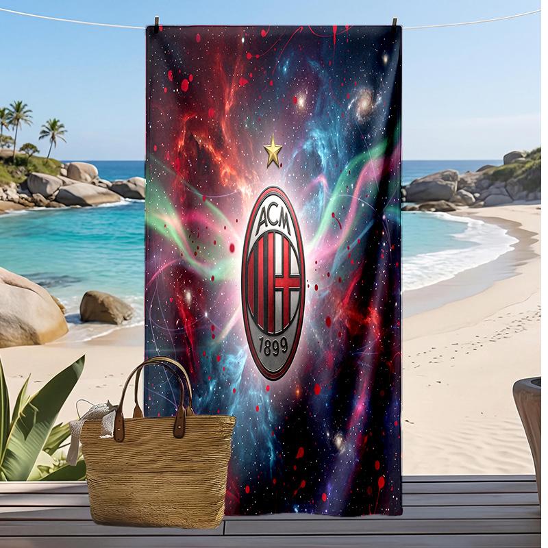 Toalla de Playa Estampada AC Milan Secado Rápido Suave Portátil Grande Rectangular Manta de Playa para Viajes Piscina