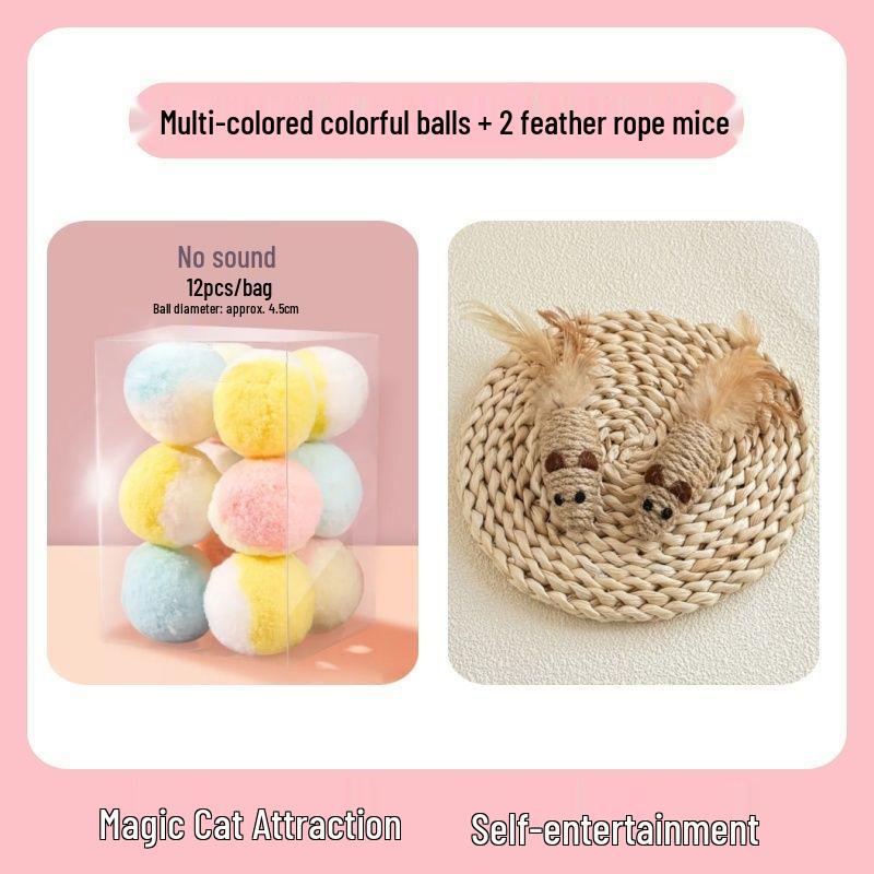 Silent 4cm Pom-Pom Cat Toy Ball – Eco-Friendly and Quiet