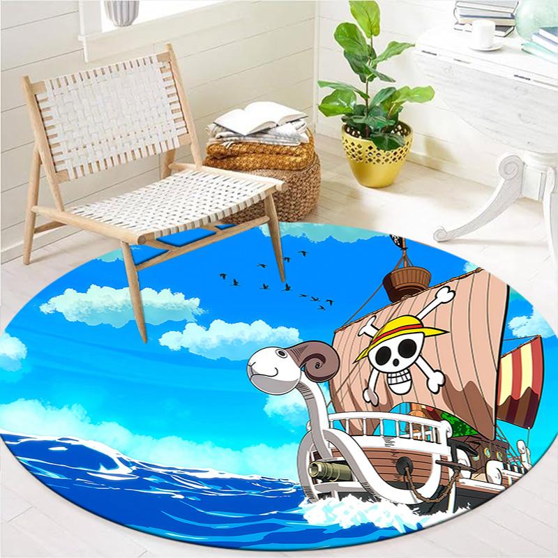 One Piece Monkey D Luffy Round Area Rug Carpet Rug For Living Room Bedroom Sofa Playroom Decor Nonslip Floor Mat