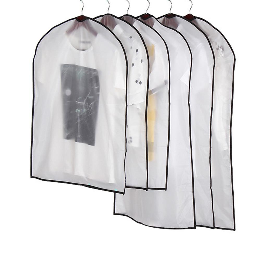 

5 шт. Полупрозрачный пылезащитный чехол для одежды Прочный многоразовый чехол для платьев и костюмов Влагостойкий складной чехол на молнии для хранения одежды Medium 60x80