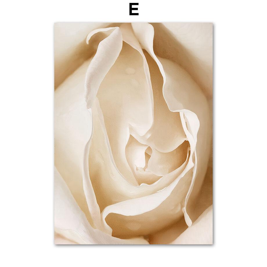 Beige Dahlia Peony Rose Daisy Flower Leaf Wall Art Canvas Painting Nordic Posters And Prints Wall Pictures For Living Room Decor