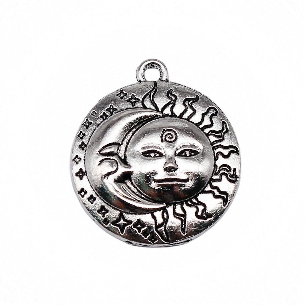 Sun And Moon Face Charms Multi Color Alloy Pendants For Celestial Themed Jewelry