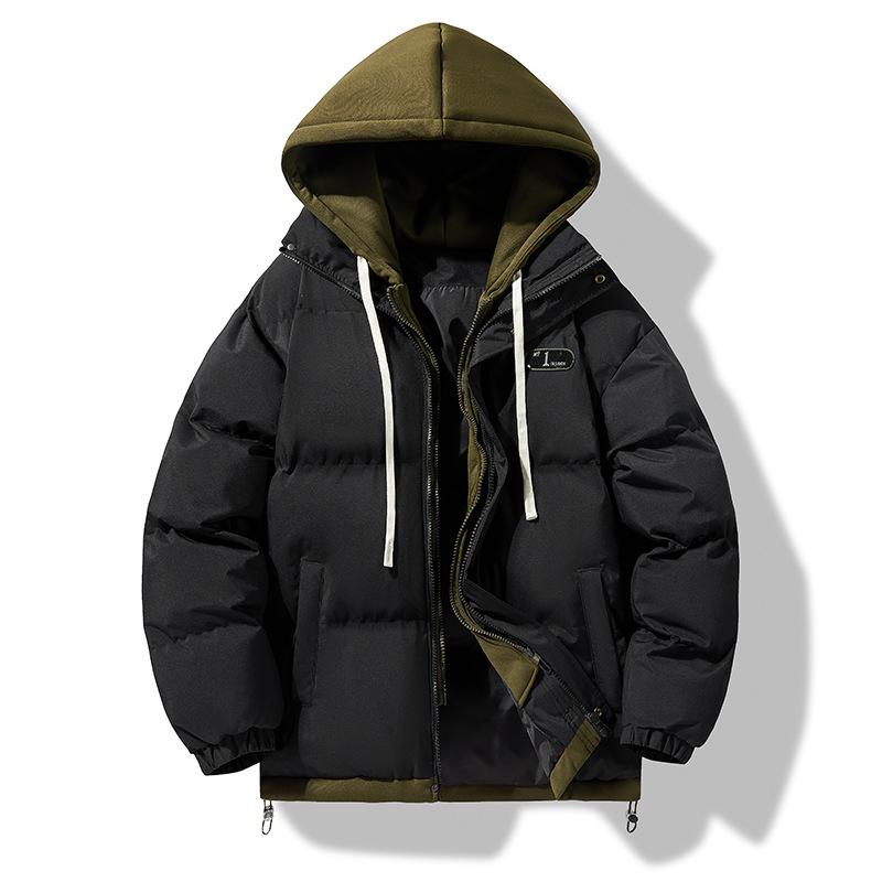 Fake Zweiteiler Modemarke Winter Baumwollmantel Neu Locker Warm Kapuzenjacke Kalt