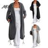 Women Outdoor Coats Long Hooded Jacket for Fall Winter, Loose Oversized Casual Autumn Zip-Up Outerwear Coat, Solid Color Tunic Hoodie Top with Pockets