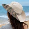 2-Way Adjustable Women's Bohemian Embroidered Sun Hat - Wide Brim Windproof Fisherman Hat with Vibrant Geometric Patterns, All-Season Outdoor Travel