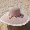 Hairbeard Shell Straw Hat Women's Summer Sunscreen Big Eaves Hat Anti UV Sun Hat Outdoor Travel Sunshade Hat Beach Hat