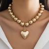 Vintage Big CCB Ball Heart Pendant Necklace INS Aesthetic Choker Hip Hop Party Jewelry Women Girl