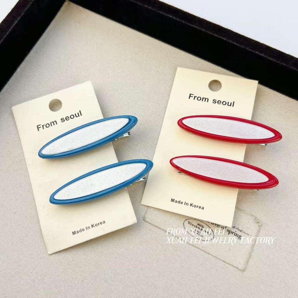 High-End Oval Acetate Duckbill Hair Clip in Willow Leaf Shape - Fashionable Side/Bangs Accessory for Women