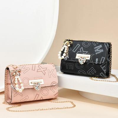 French-style Crossbody Chain Bag for Women  Small Square Bag  Fringed Pendant Decoration  PU Material  Shoulder Chain for Ladies  Fashion