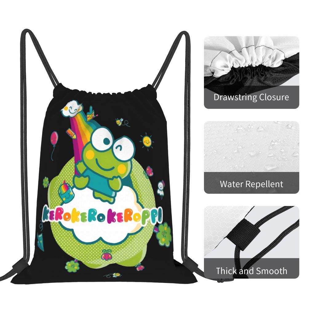 Custom K-KeroKeroKeroppies Drawstring Bag Men Women Lightweight Frog Anime Sports Gym Storage Backpack