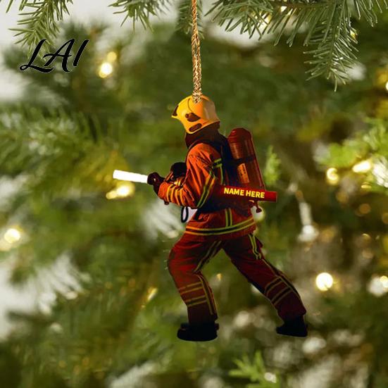 Rear View Mirror Accessories Christmas Tree Firefighter Ornament with Lanyard Widely Used