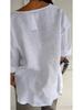 Women's V-neck Cotton Linen Button Top, Loose Summer Style
