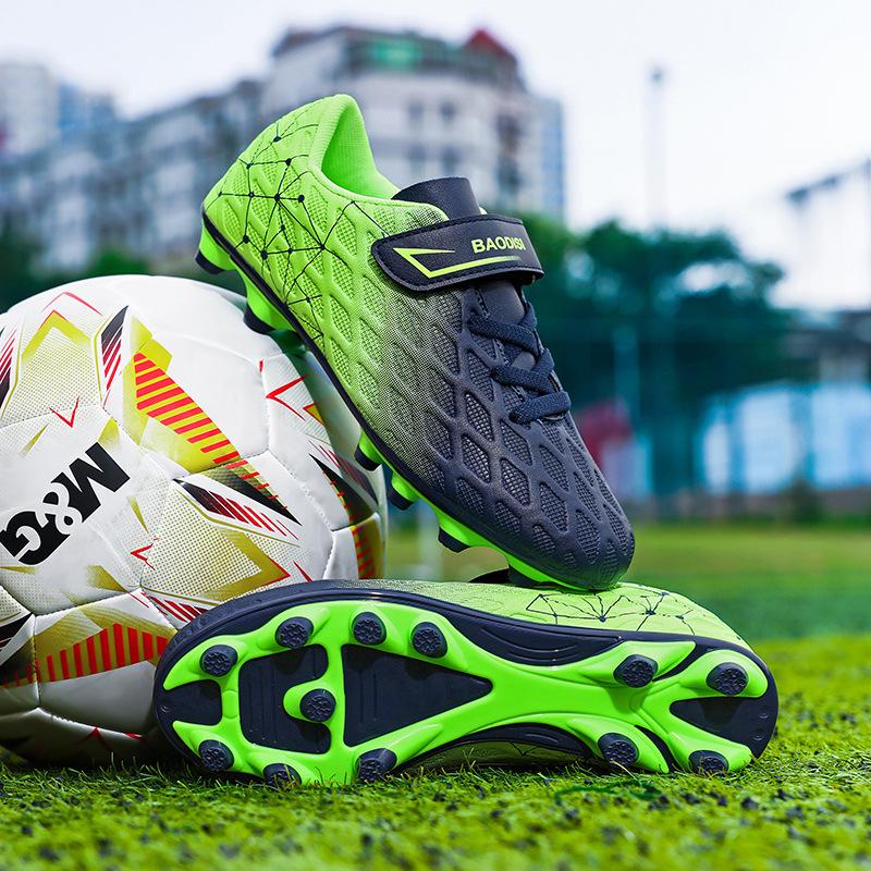 Kids' Velcro Football Shoes - Boys & Girls, Long & Short Studs, Flat Bottom, Ideal for School Competitions
