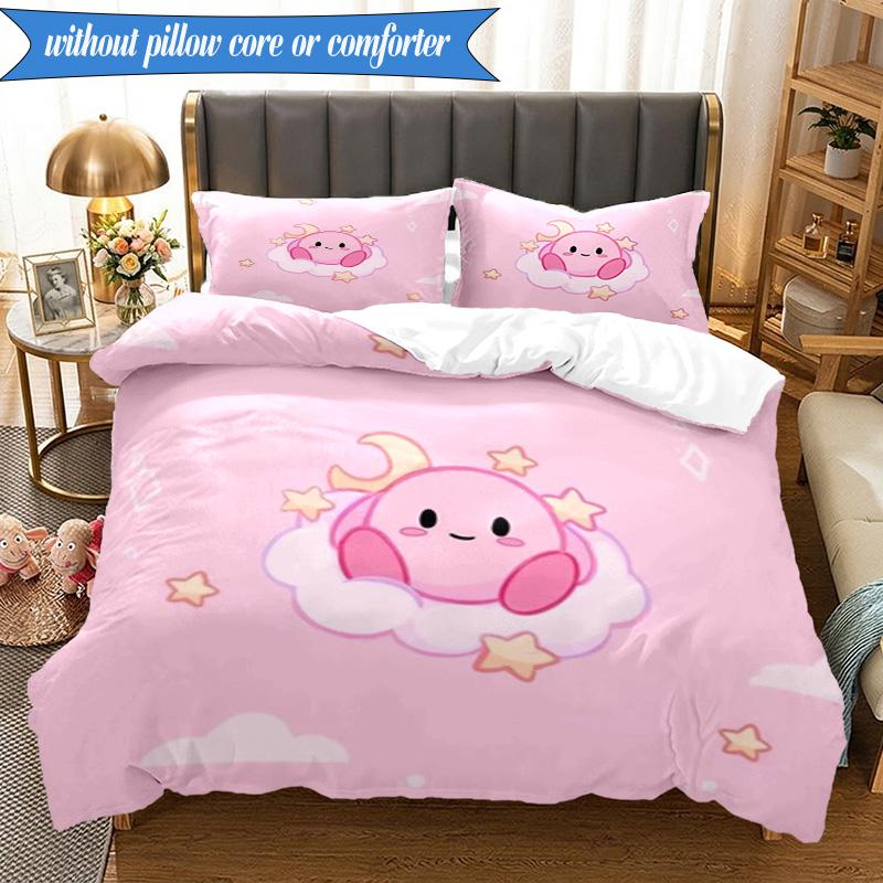 Rosa Pika Muster 3-teiliges K-Pop Musikgruppen Bettwäsche-Set, Ideal für Schlafzimmer, Wohnheim, Enthält Bettbezug und 2 Kissenbezüge, Fan-Geschenke