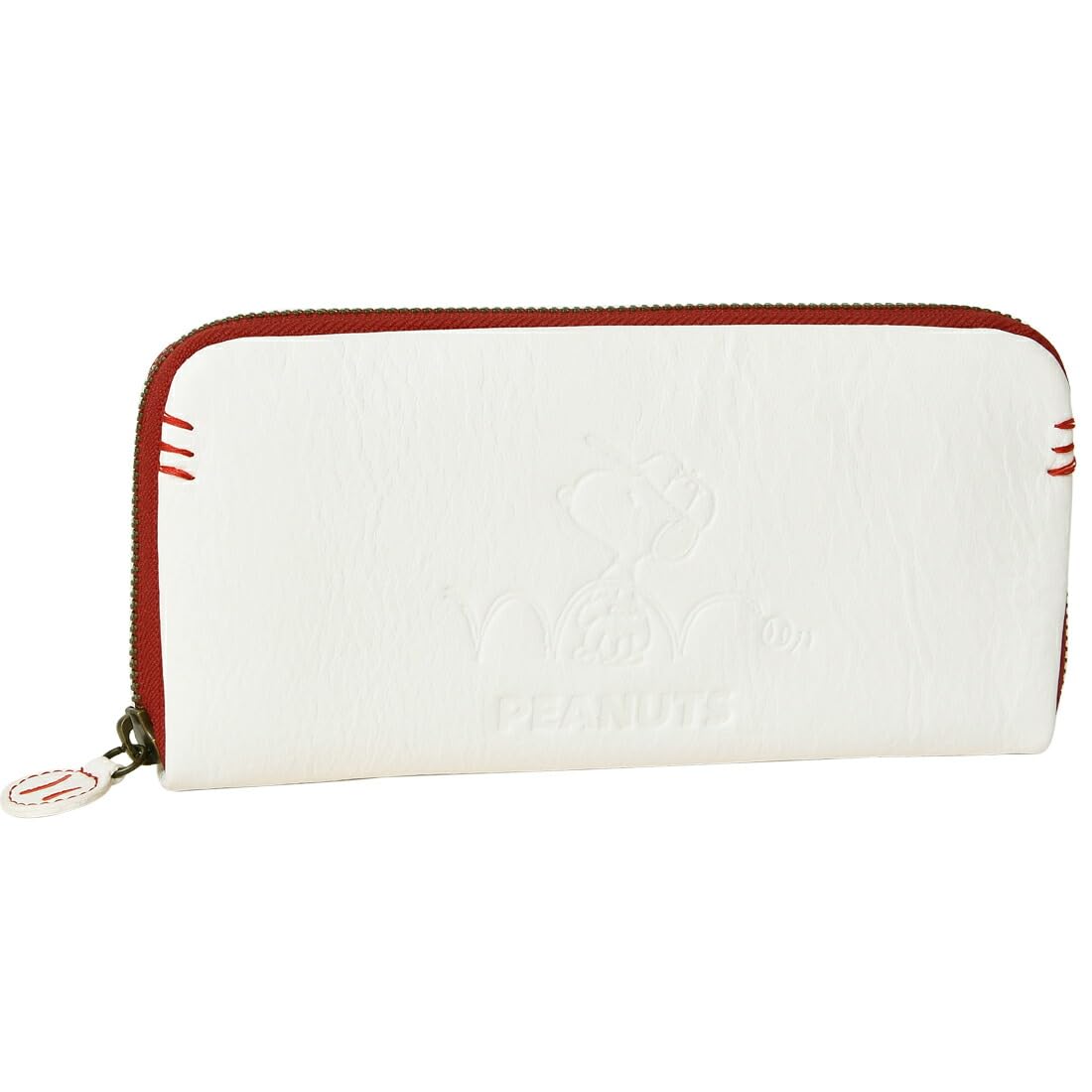 

Snoopy 73036 Embossed Long Wallet Round Zipper Closure White [Peanuts] Women s