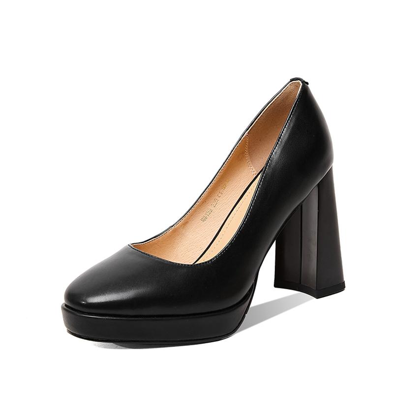 

Меотина Жінки Натуральна шкіра Круглий носок Платформа Насоси Товстий високий каблук Неглибока мода Жіночі туфлі Весна Осінь Бежевий Чорний 38 чорний