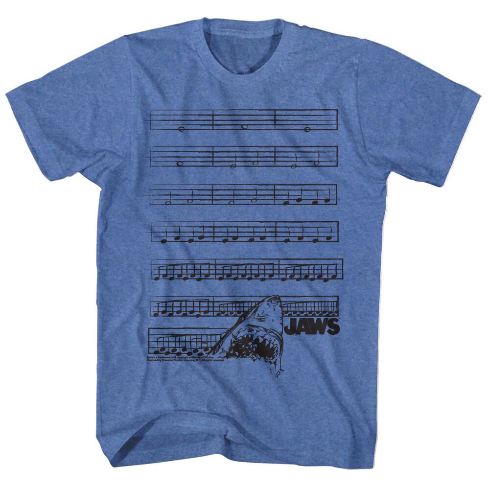 Jaws 70 Thriller Movie Da Dum Da Dum Music Note Page Shark Bite Men T Shirt XL