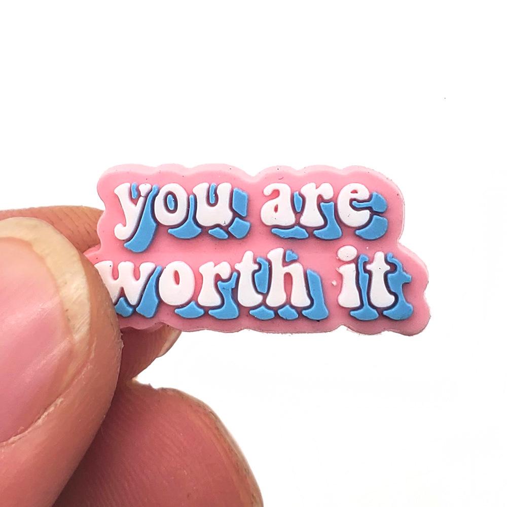 Letter Phrase Series Cartoon Clog Shoe Decorations: Cute PVC Flowers & Buckles