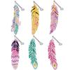 R-MSQ015-037 New Arrival 6pcs Feather Diamond Painting Bookmarks Resinstone Bookmark Pendant