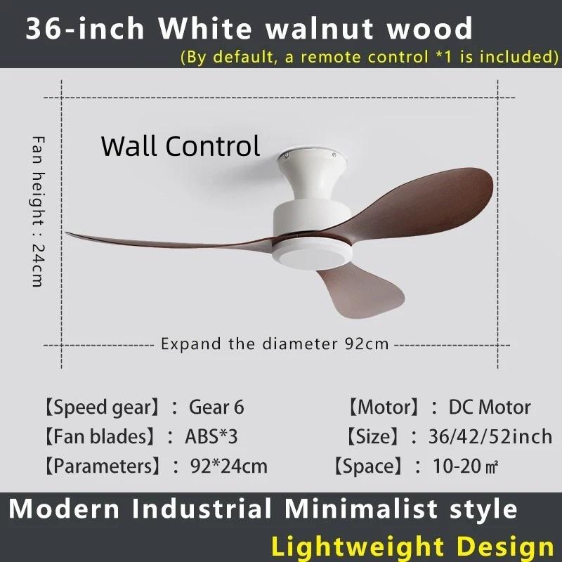 36-52" No-Light Design Multi-Space Use Electric Fan Low-Profile Flush Mount Ceiling Fan Remote Control Industrial Vintage Fan