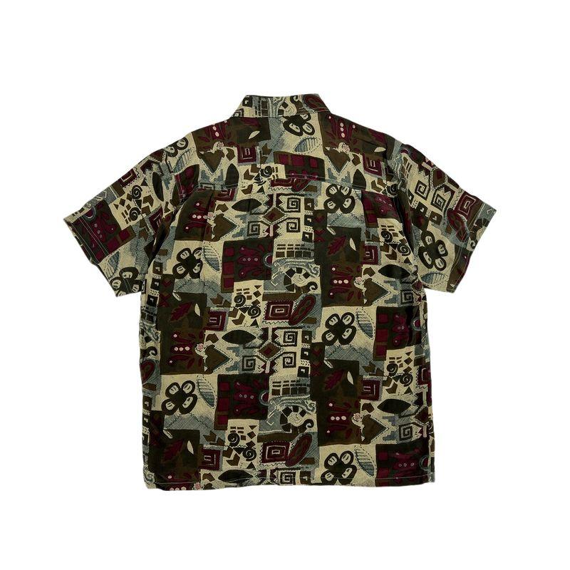 Summer Silk Thin Men's Mulberry Silk Short Sleeve Shirts Stock Old Goods Color Retro Hong Kong Style Baroque Oil Painting Shirts