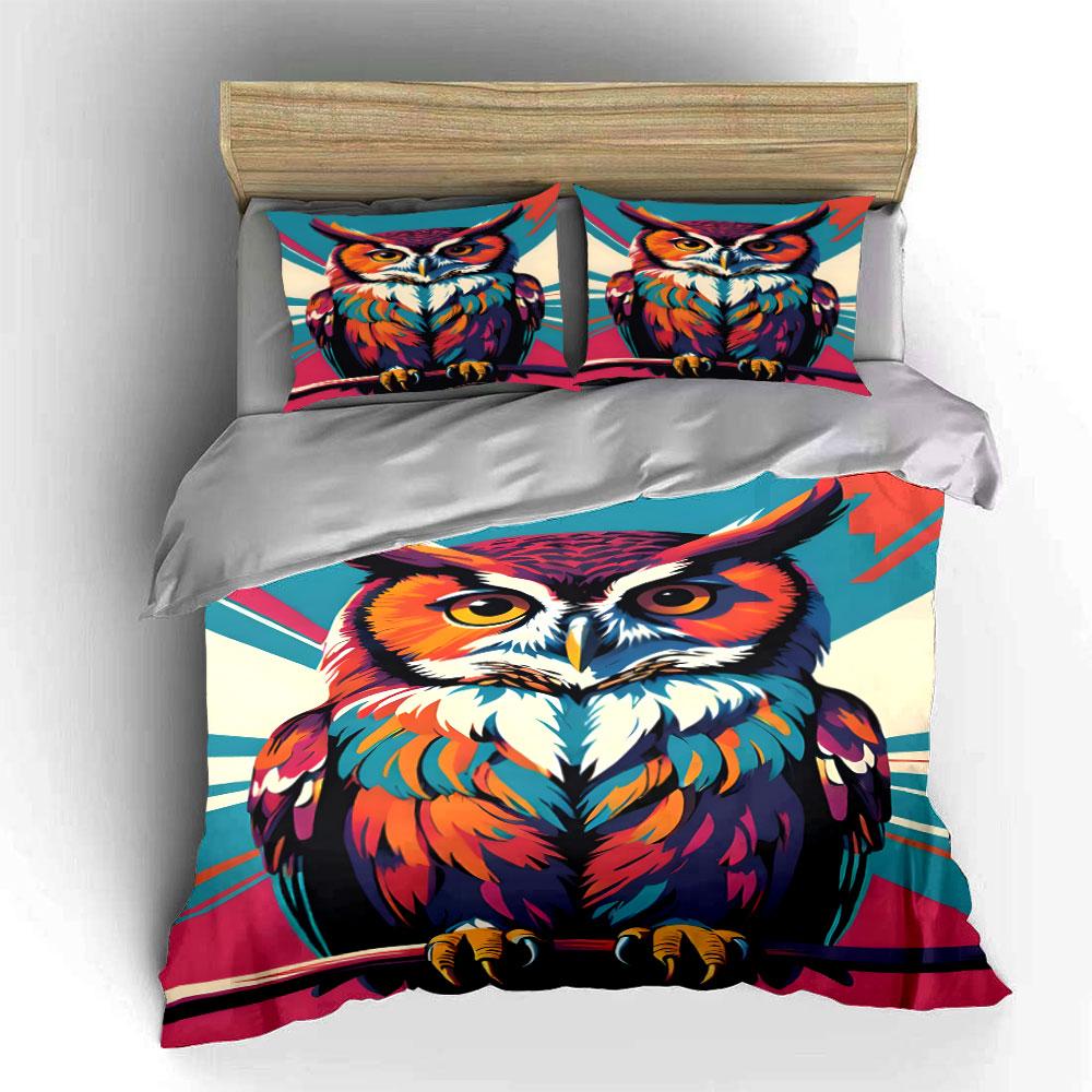 Colorful Owl Graphic Pattern. Bedding Sets Duvet Cover Sets Duvet Covers Pillowcases(1*Duvet Cover 2*Pillowcases Without Duvet Insert)