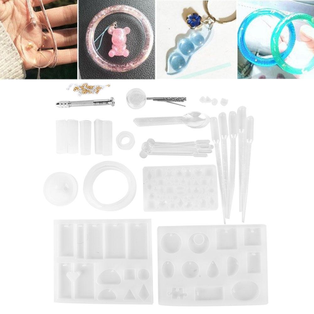 Silicone Casting Molds DIY Crystal Epoxy Mold Kit Crafts Necklace Pendant Making Tools