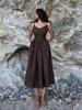 Solid Backless Beach Sling Dresses Women Summer Vintage V-neck Sleeveless Loose A-line Dress