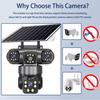 V380 15MP 4G SIM Solar Camera Outdoor Triple Lens Three Screen Two-Way Audio Auto Tracking Security Camera CCTV PTZ Surveillance