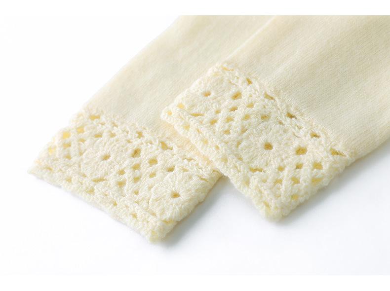 2026 Spring/Autumn Women's Crochet Lace Collar Mercerized Wool Cardigan, Machine Washable Knit Jacket.