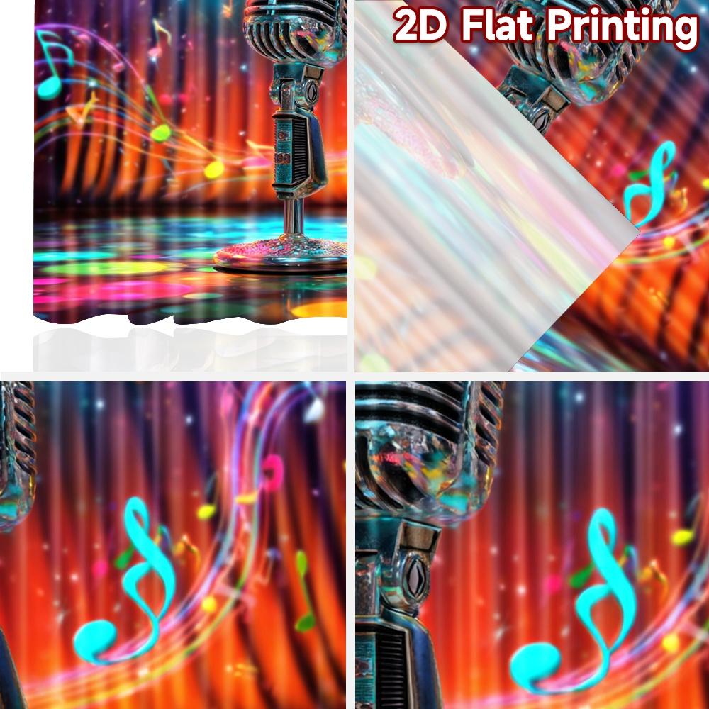 2D flat printing 2pcs Curtain Window Treatment Curtains Musical Night Spotlight Digital Printed Polyester Drapes Festive Holiday