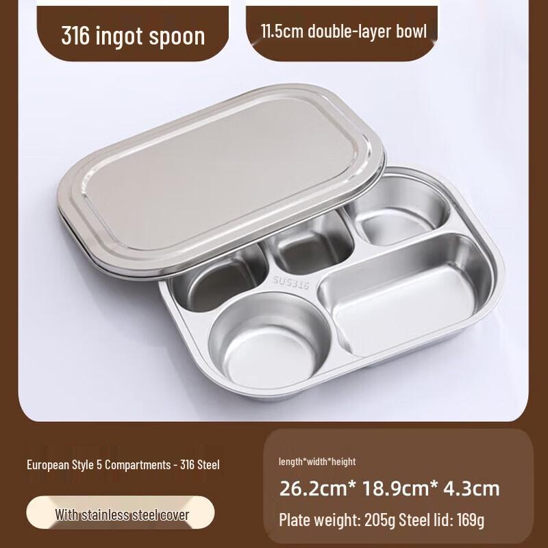 

Food Grade Stainless Steel Divided Lunch Tray, 2-Pack