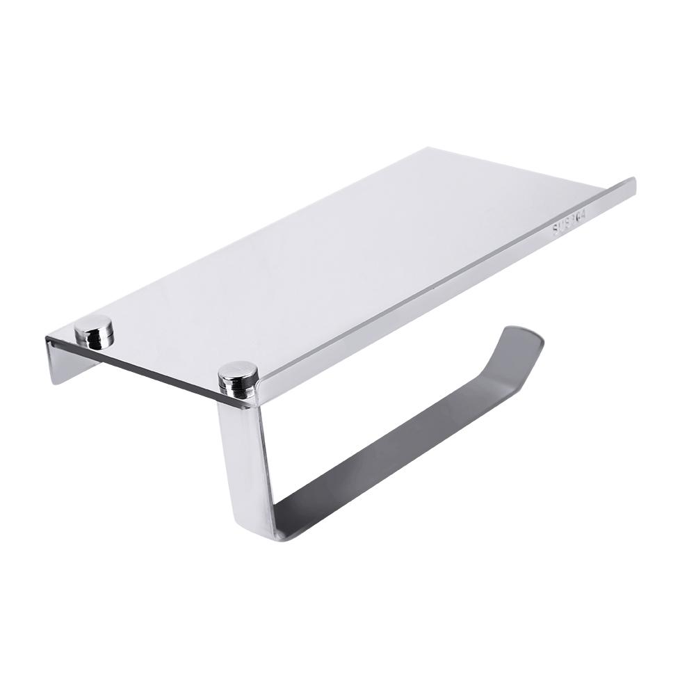 Toilet Paper Roll Holder Wall Mount Stainless Steel Bathroom Towel Tissue Rack