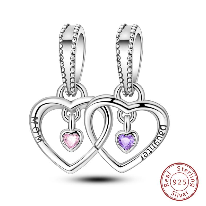 Real Copper Pink Series Heart Charms Beads Fit Qikaola Original Bracelets Diy Mother'S Day Jewelry Gift For Mom