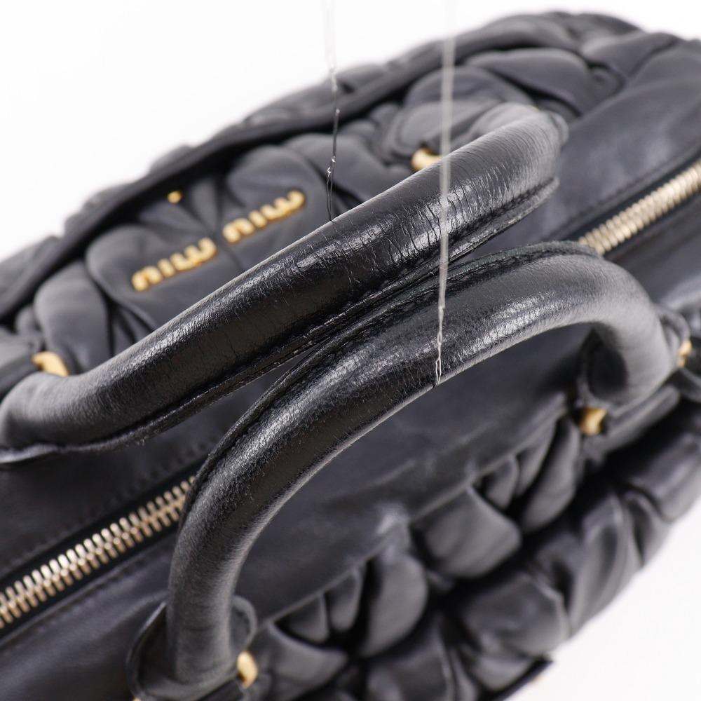 MIUMIU Materasse Handbag RR1300 black leather Women Used