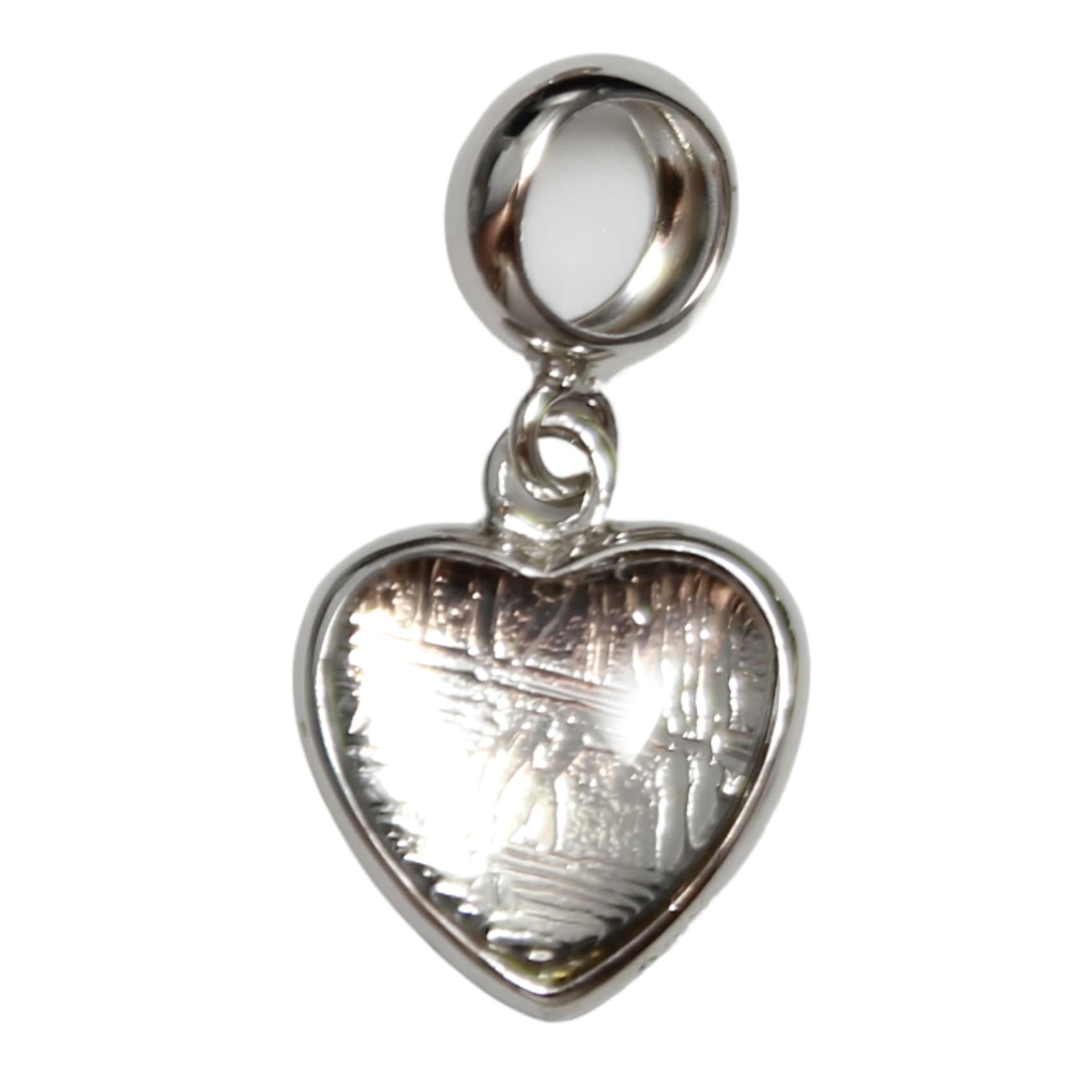 [Mizar] Heart-shaped Gibeon Meteorite Pendant, Sterling Silver 925, Women s (Silver)