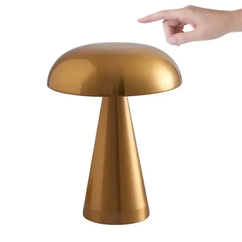 Newest USB Charging Three-color Light Metal Mushroom Table Lamps Clear Desktop Atmosphere Light Interior Decoration Retro HOT