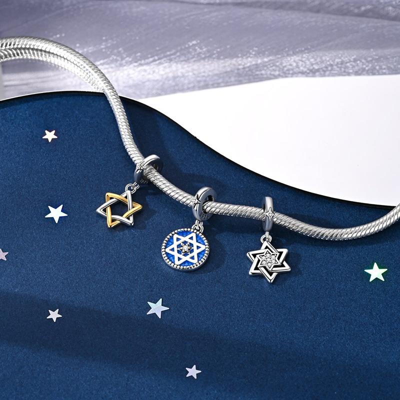 New In Hexagram Series Copper Heart Love Pendant Charms Jewelry Fit Originalbracelet For Women Diy Gift