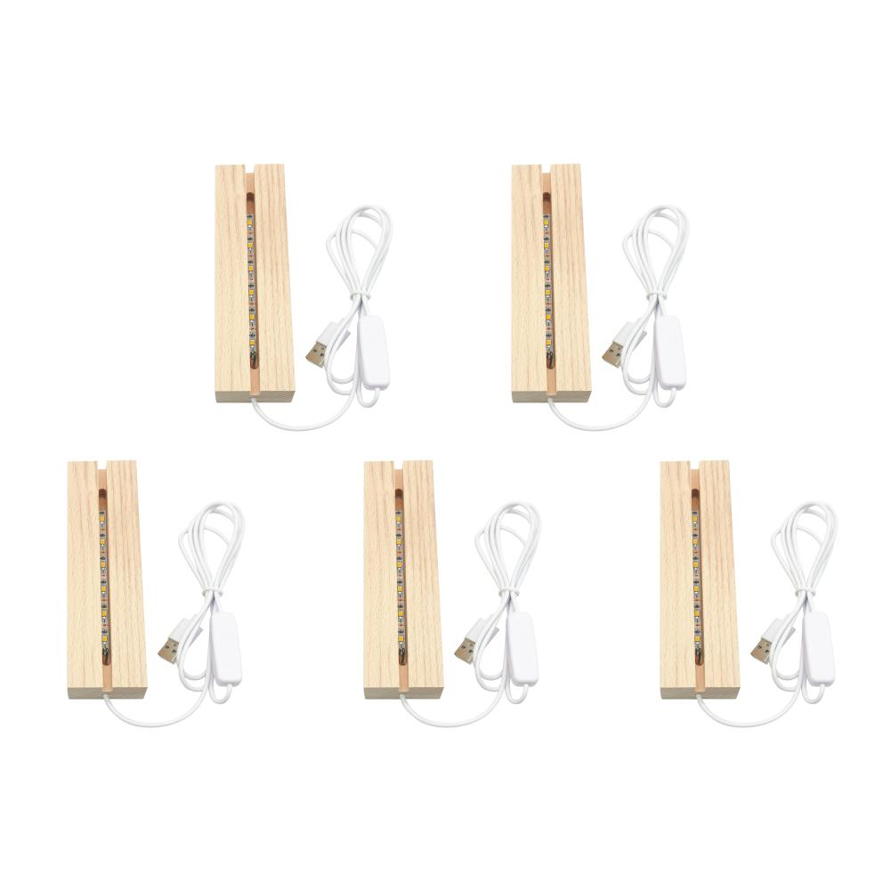 10-1pcs LED Wood Light Display Crystal Wooden Lighted Base Stand Acrylic Light Plate Base USB Wooden Base for Resin Art Lights