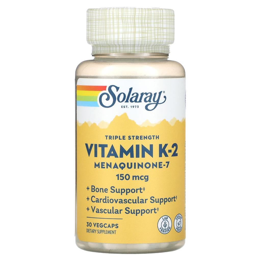Solaray, Triple Strength Vitamin K-2 Menaquinone-7, 150 Mcg, 30 Veggie Capsules