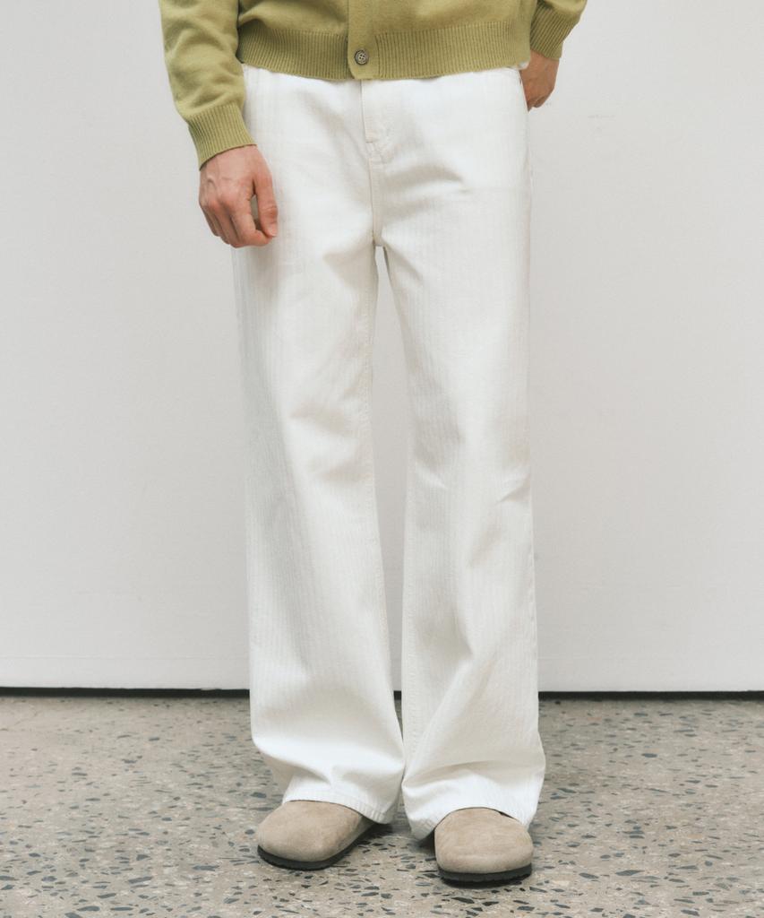 Wednesday Oasis Herringbone Pure Cotton Pants_Ivory(W25-Pt24)