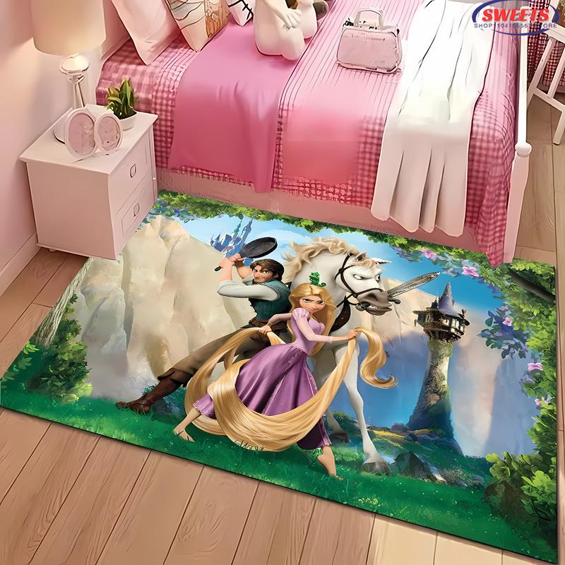 3D Princess Cartoon Carpet, Princess Rapunzel Living Room Bedroom Bed Mat, Modern Simple Style, Non-slip Durable Rug Fast Arrive