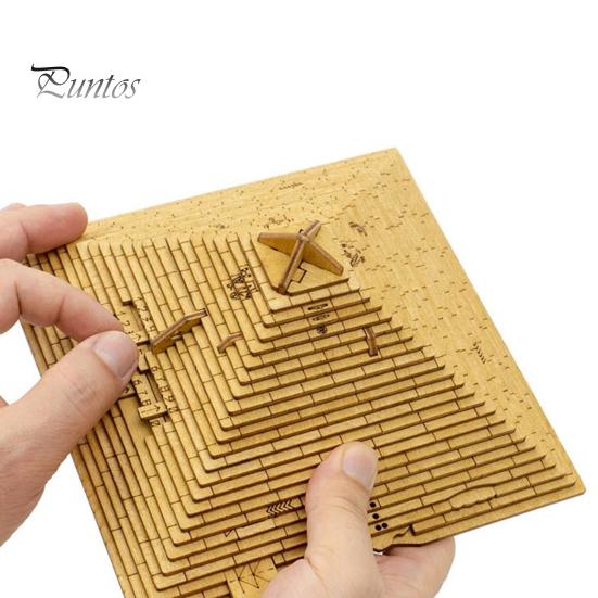 Decryption Puzzle Toy Wooden Pyramid Mystery 3D Gift Riddle Game Brain Teaser Educational for Adults Teens Christmas